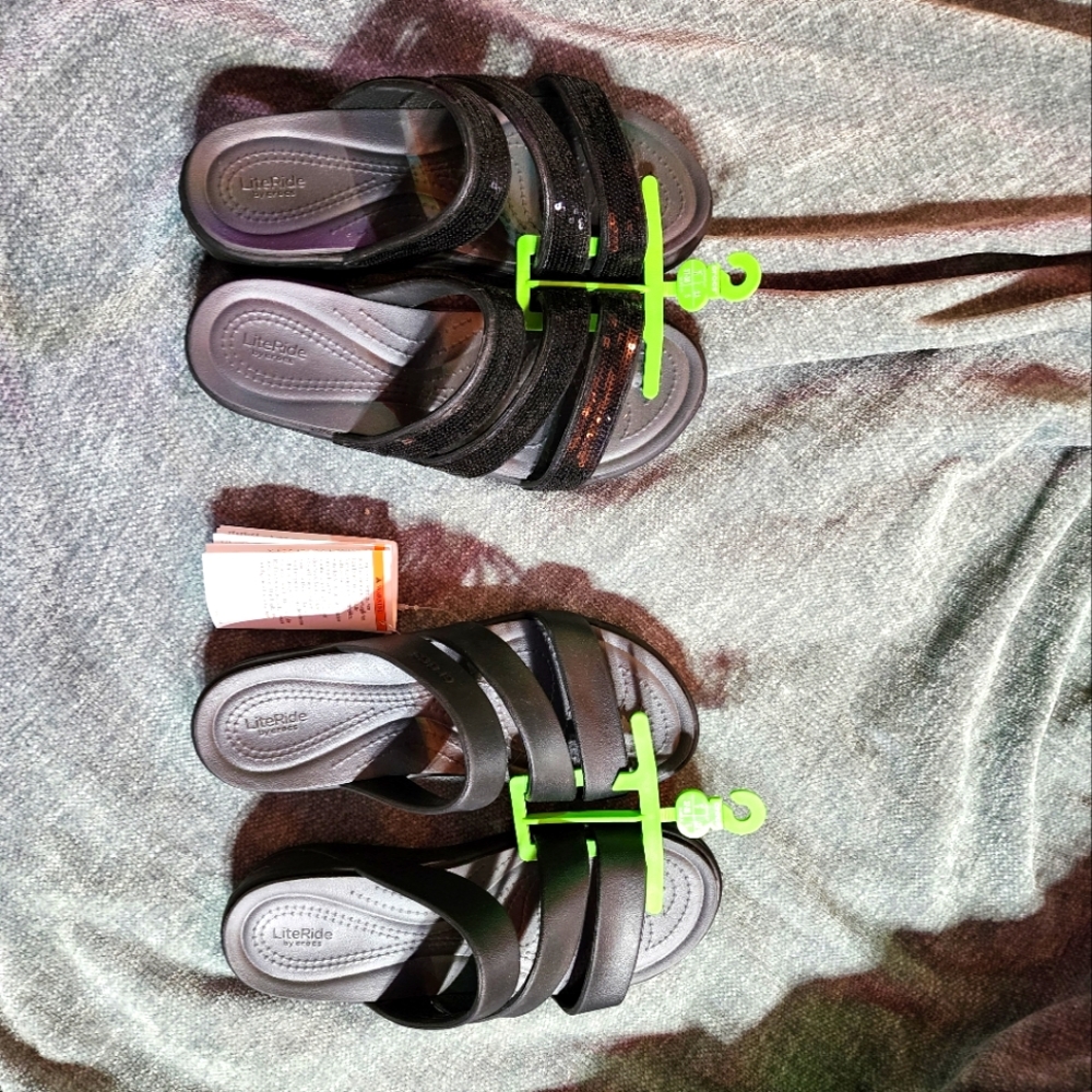 NEW with tags, set of 2 CROCS Boca Strappy Wedge sandals.  Runs small/narrow